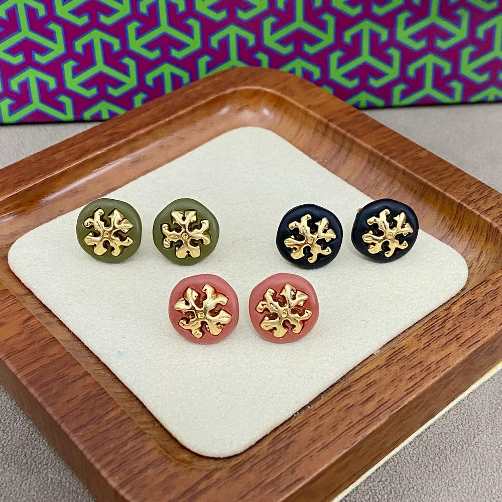 Tory Burch Acrylic Resin Round Stud Earrings